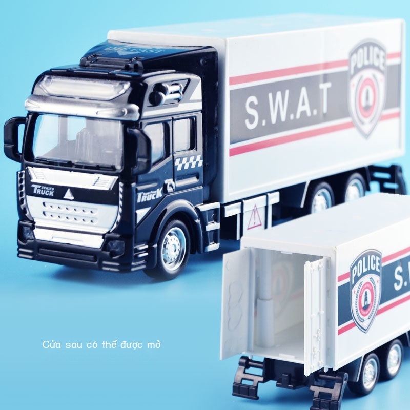 ۞❀✐Cứu hỏa SWAT xe kéo vận tải hợp kim cứu hộ xe phá hủy xe tải cần cẩu phẳng mô hình đồ chơi