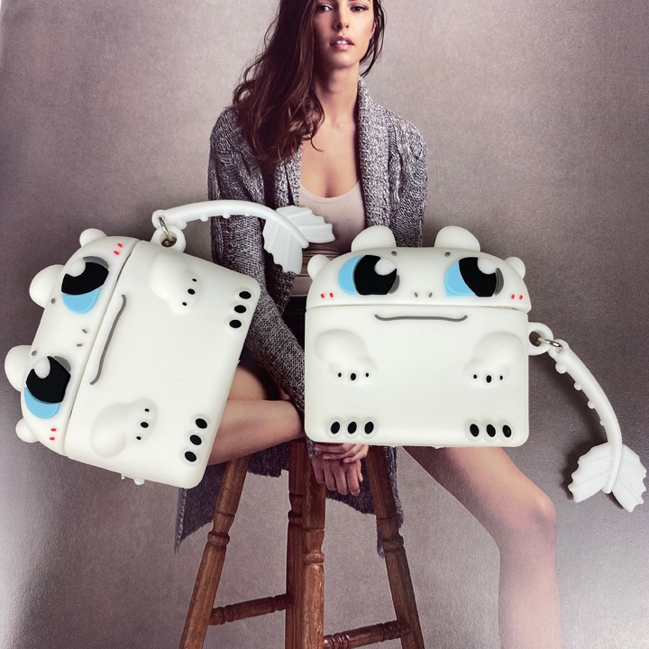 Case Airpods 1/2/3/Pro Rồng Night Fury Trắng, Vỏ Ốp Airpods 1/2/3/Pro Hoạt Hình Dễ Thương - Mã TZAP392