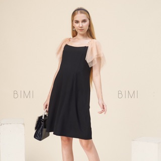 Đầm đen tay lưới nude - bimi