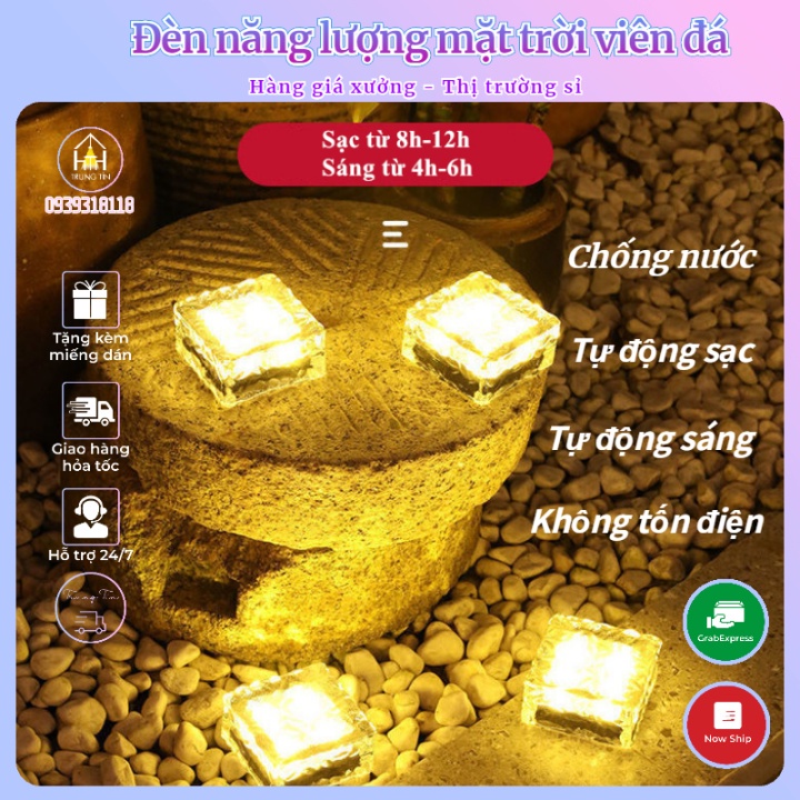 【HÀNG SẴN】Đèn năng lượng mặt trời sân vườn viên đá trang trí DECOR ngoài trời chống thấm nước TRUNG TÍN.