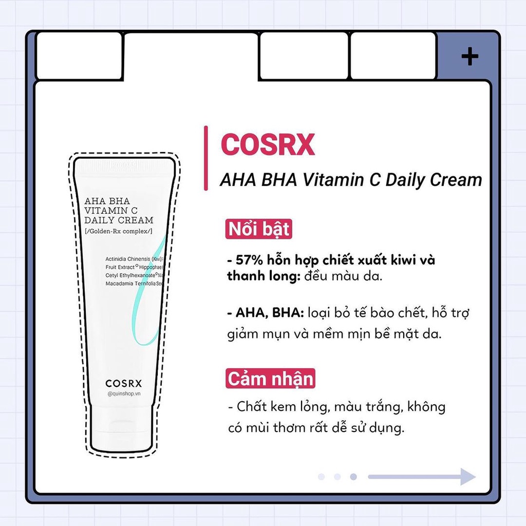 Kem Dưỡng Sáng, Mờ Nếp Nhăn Cosrx AHA BHA Vitamin C Daily, The Retinol 0.1% Cream