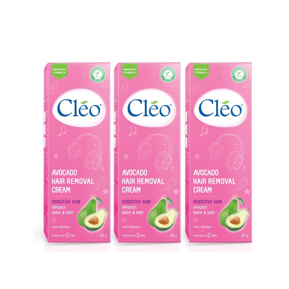 Combo 03 hộp Kem Tẩy Lông Cléo Cho Da Nhạy Cảm Avocado Hair Removal Cream Sensitive Skin 50g/ hộp hiệu quả, an toàn