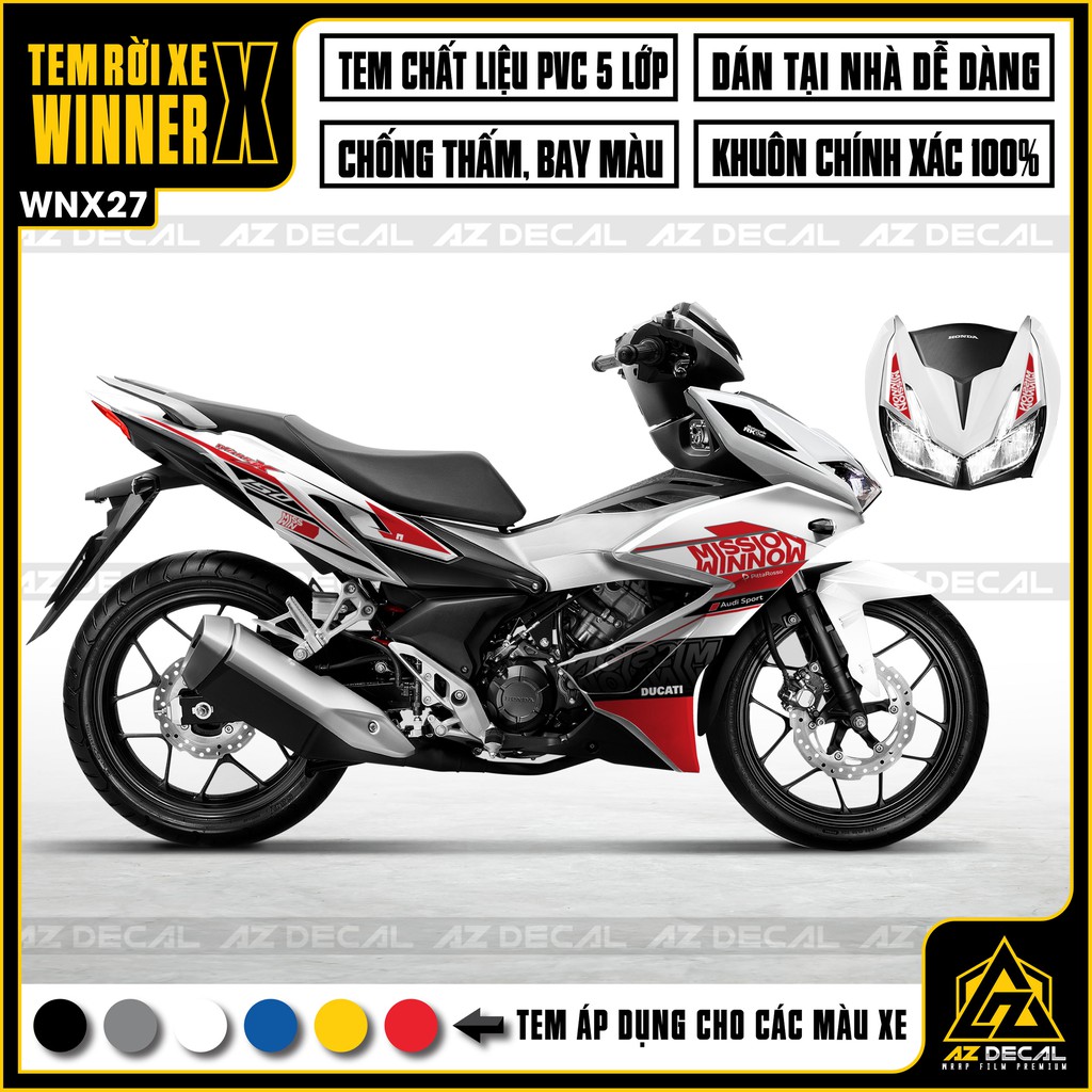 Tem Xe Winner X Mẫu Mission | WNX27 | Tem Xe Chống Nước, Chống Bay Màu, Decal Cắt Khuôn Sẵn Dễ Dán