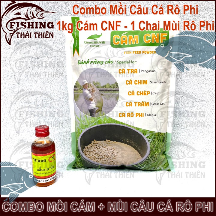 Mồi Câu Cá Rô Phi , Combo 1kg Cám CNF + 1 Chai Tinh Mùi Thái Lan M21 Chuyên Câu Cá Rô Phi