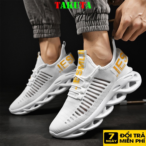 Giày Sneaker Nam thể thao màu trắng cổ cao cho học sinh phong cách Hàn Quốc TAKUTA mã A09T