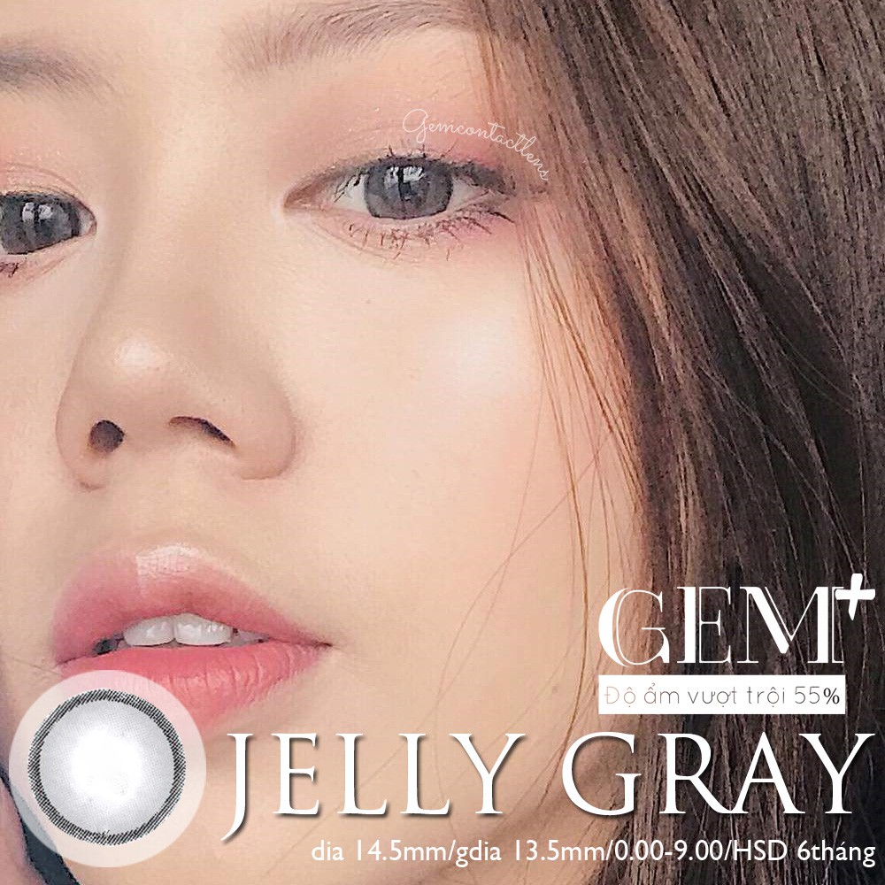 Áp Tròng Giãn Nhẹ JELLY GRAY Ẩm Cao 55% HSD 6 Tháng Lens Xám Giãn Nhẹ Viền Mỏng Màu Tây Đủ Độ Có Lệch Cho Mắt Nhạy Cảm