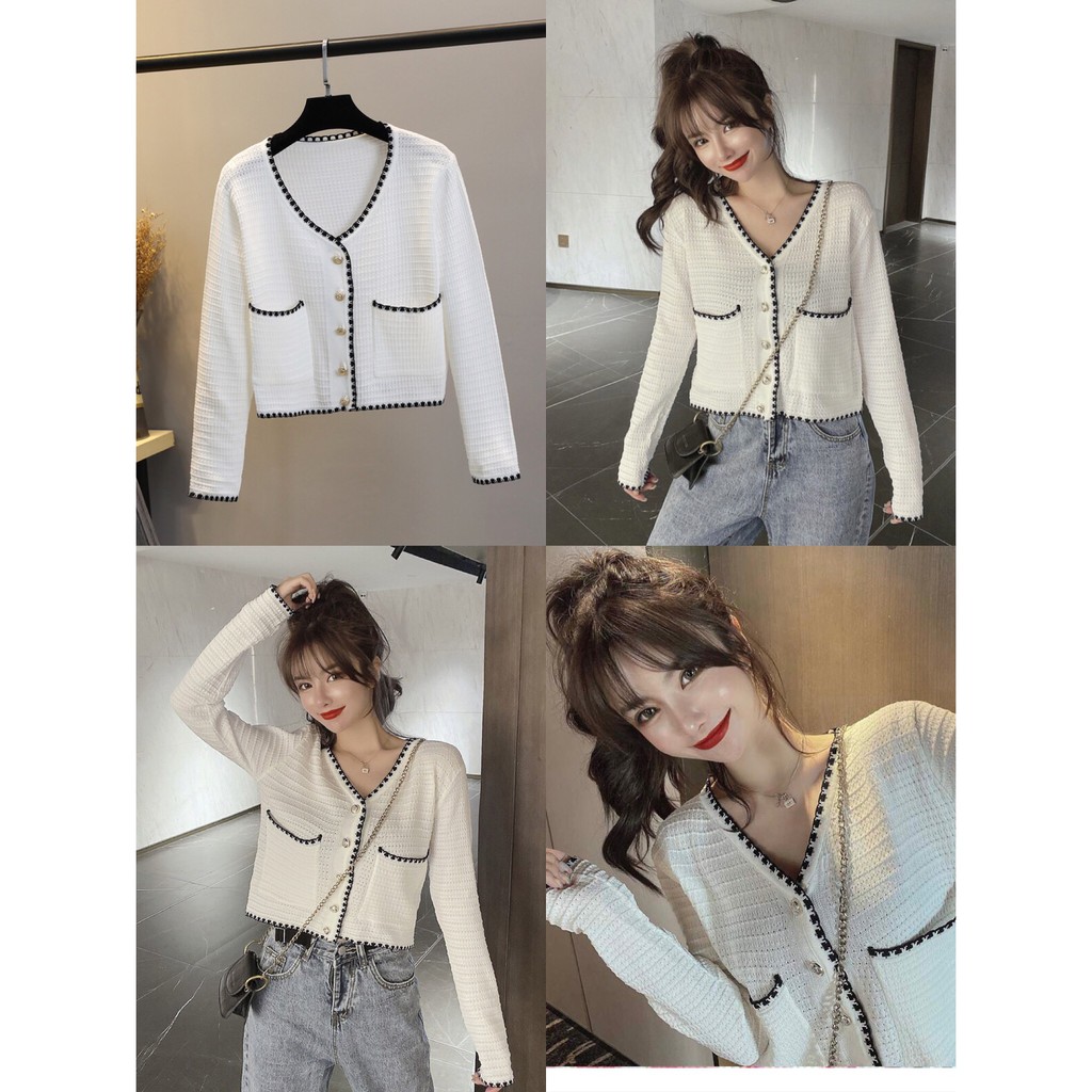 Áo Choàng Len, Áo Cardigan Dệt Kim Cổ Chữ V Lưng Cao Thời Trang Mùa Thu Cho Nữ