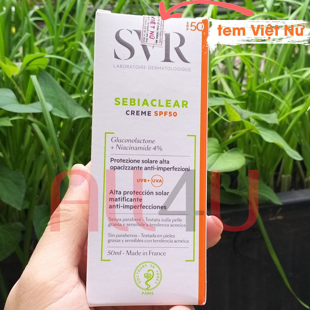 [TEM VIỆT NỮ] SVR Sebiaclear Creme SPF50 50mL - Kem Chống Nắng Giảm Mụn Không Nhờn Rít.