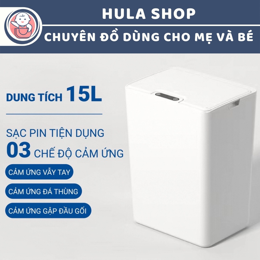 Thùng rác cảm ứng thông minh Royalcare dung tích 15L màu xám