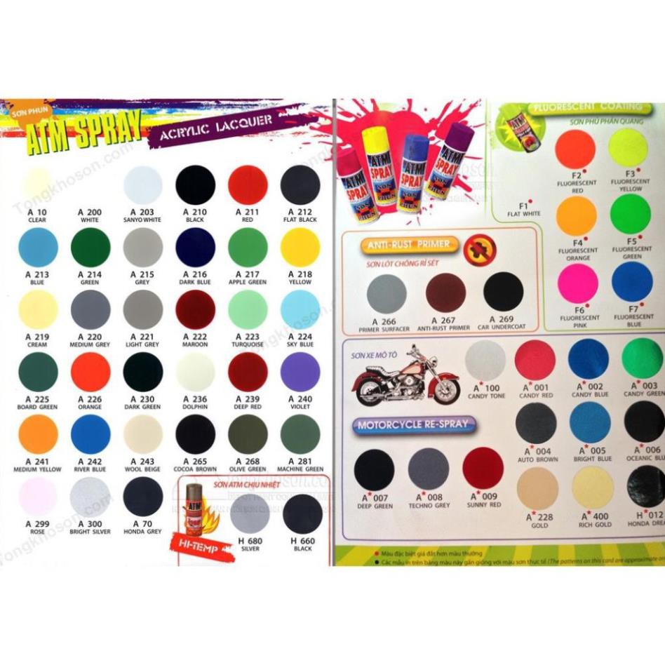 Sơn xịt ATM Spray Đủ Màu Giá sỉ