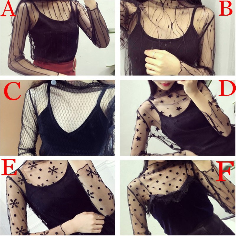 [Mã FAMAYWA giảm 10K đơn 50K] Áo lưới xuyên thấu dài tay phong cách quyến rũ cho nữ | BigBuy360 - bigbuy360.vn