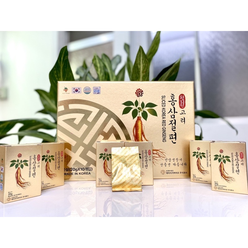 Hồng Sâm Thái Lát Tẩm Mật Ong HG BIO Korean Red Ginseng Sliced Hàn Quốc Hộp Giấy 200gr