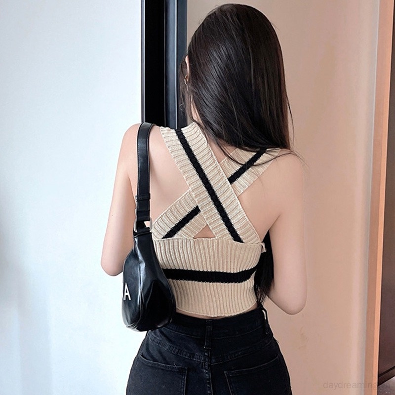 Áo Croptop Dệt Kim Sát Nách Cổ Chữ V Ôm Dáng Siêu Nhẹ Thời Trang Cho Nữ