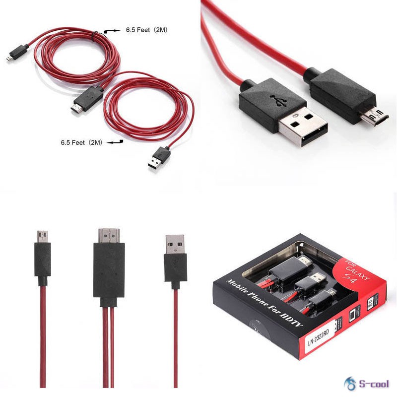 Bộ dây cáp HDMI truyền tín hiệu hình ảnh từ điện thoại Micro USB 11 Pin lên TV HD