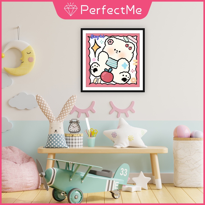 Bộ tranh đính đá 5D họa tiết hoạt hình động vật dễ thương độc đáo DIY 30x30cm