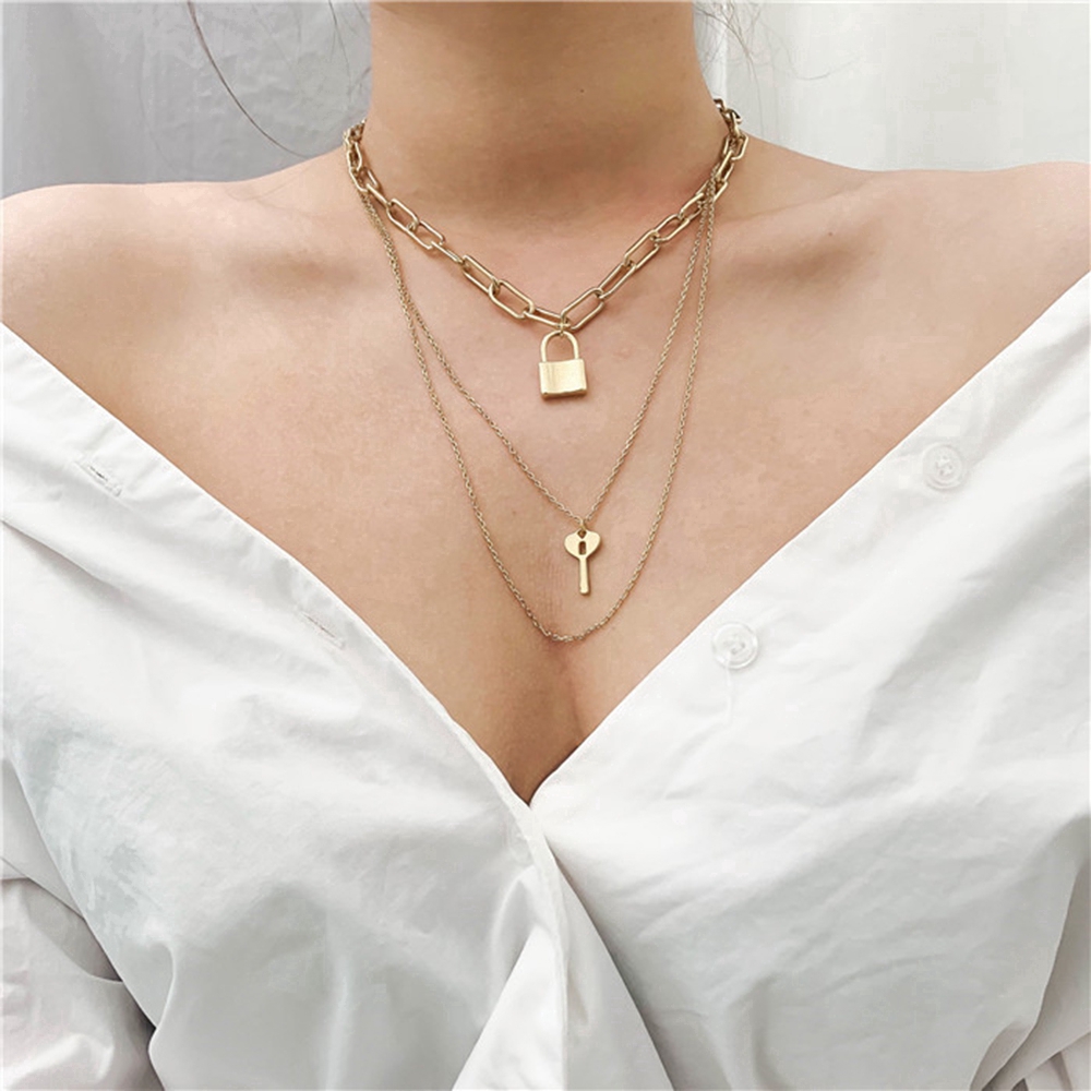 Dây chuyền dạng xích nhiều lớp đính khóa / chìa khoá thanh lịch