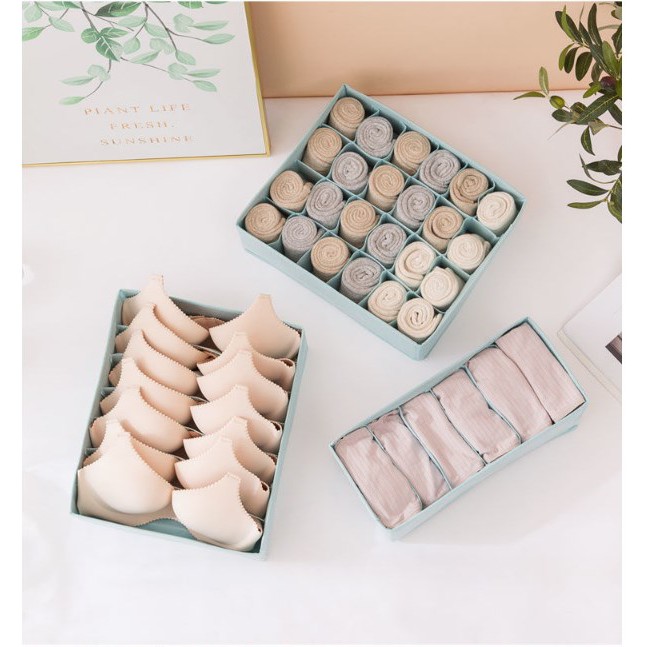Combo 3 Hộp Đựng Nội Y thông minh, hộp đựng vớ tất đồ lót gấp gọn, khay xếp quần áo lót