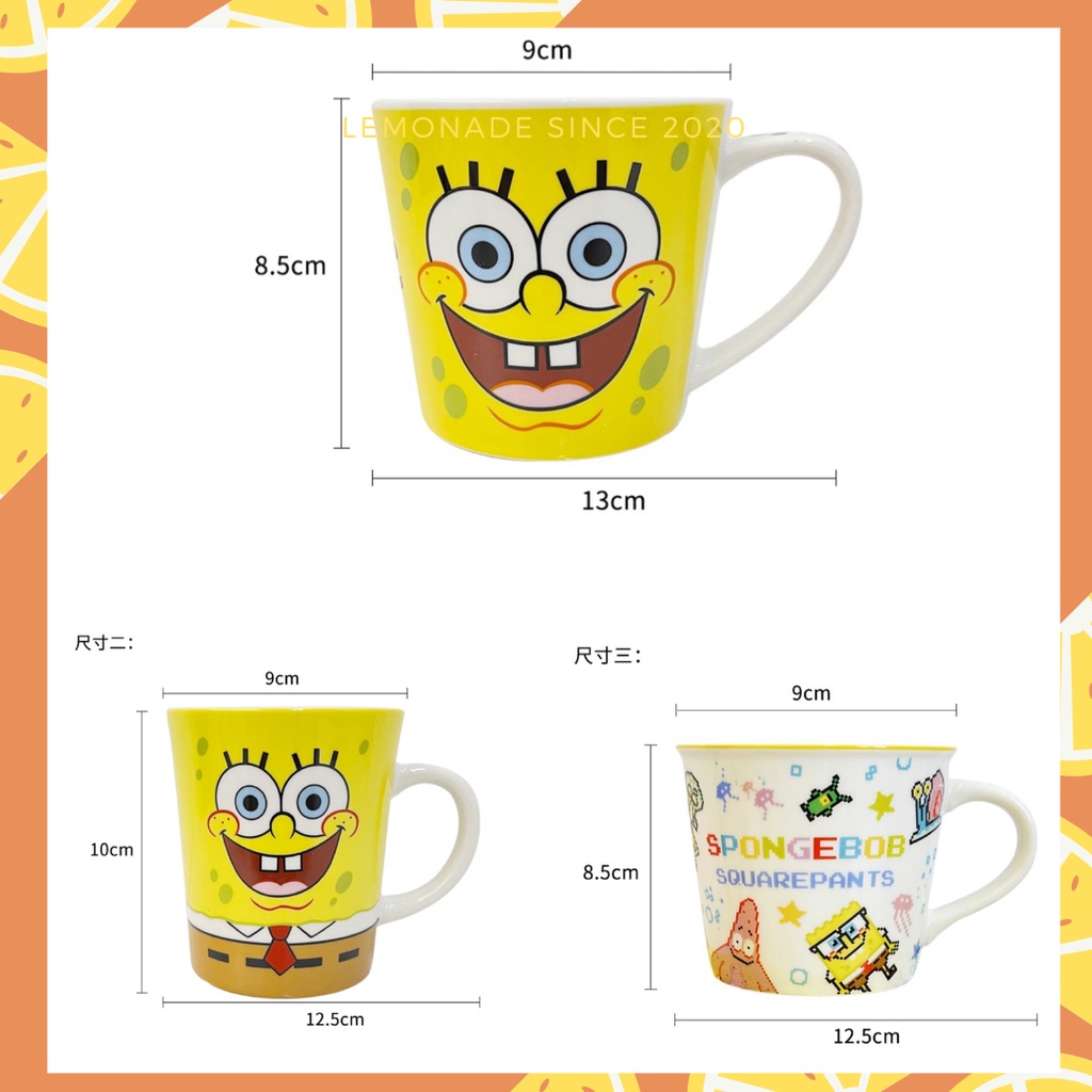 Cốc sứ Spongebob SquarePant dễ thương hoạt hình có hộp quà tặng kèm thìa