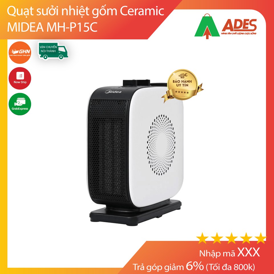 Quạt sưởi nhiệt MIDEA MH-P15C - Gốm Ceramic không đốt oxi, không chói mắt, không khô da - Full box NEW 2021