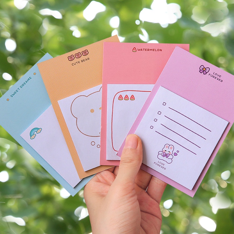 Set 30 giấy ghi chú dính hình gấu và thỏ dễ thương