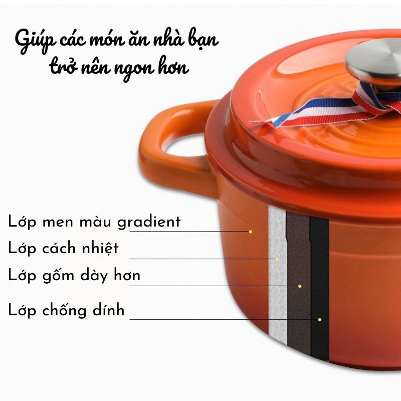 Nồi sứ chống dính ceramic 🌱 nồi kho cá hầm cháo màu cam chống dính phong cách bắc âu tiện lợi