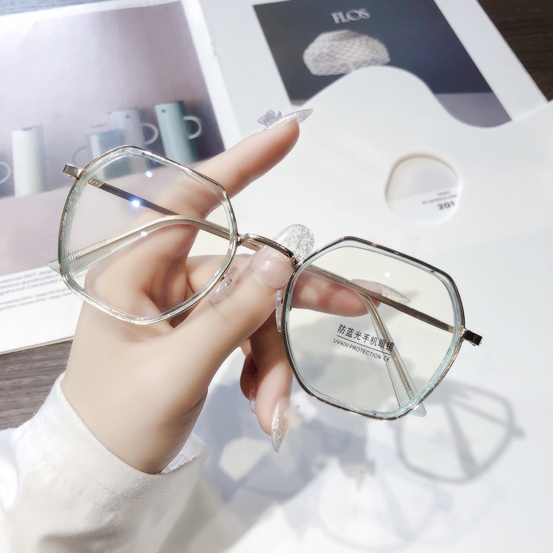 Mắt Kính Gọng Tròn Kim Loại Chống Tia Bức Xạ Từ Máy Tính Phong Cách Hàn Quốc Cho Nam/Nữ