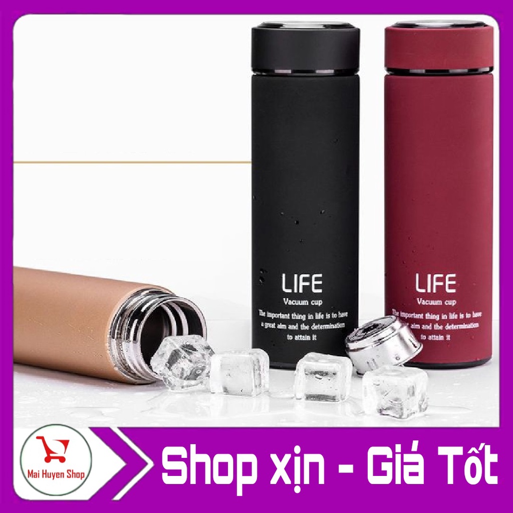 Bình giữ nhiệt inox có nắp lõi lọc giữ nhiệt cực tốt - bình giữ nhiệt life (Màu đen)