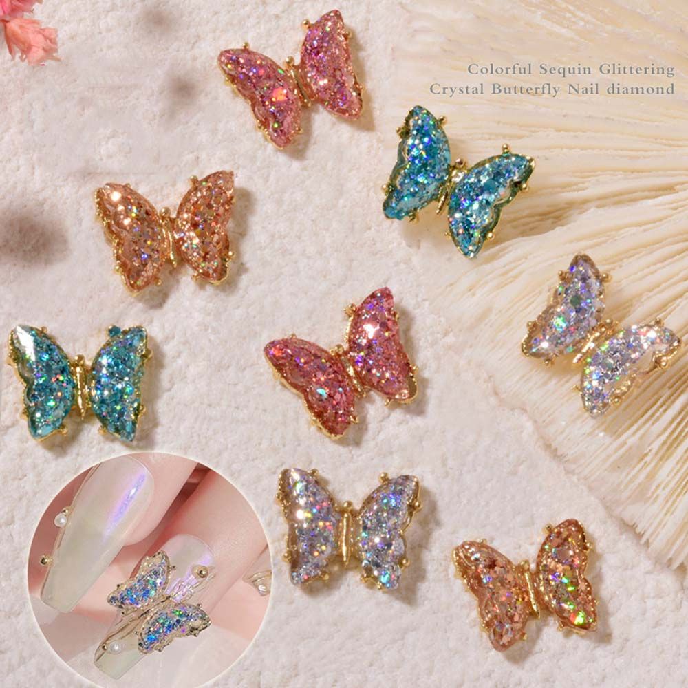 [Hàng mới về] Phụ kiện bướm trong suốt 3D từ nhựa resin long lanh để trang trí móng tay nghệ thuật