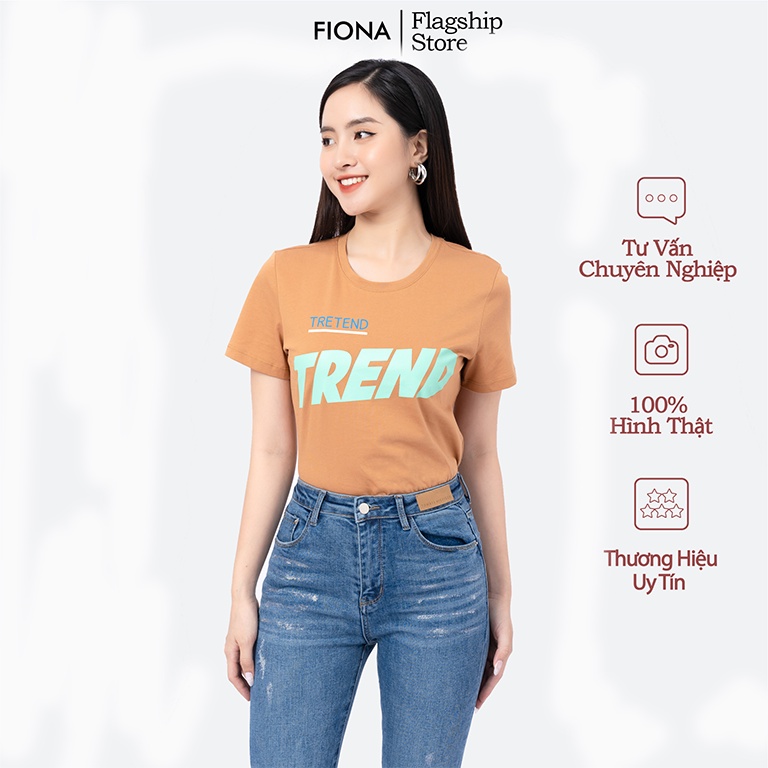 Áo thun nữ, cổ tròn dáng suông in chữ TREND - F521215 [FIONA]