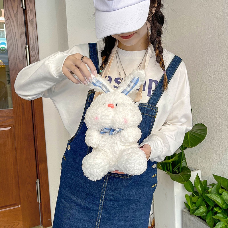 Túi Đeo Chéo Hình Gấu/Thỏ Nhồi Bông Thời Trang Cho Nữ