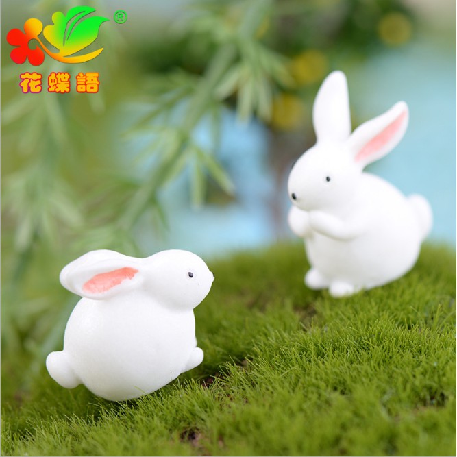 Combo 05 mô hình thỏ mập trắng mũm mĩm dễ thương trang trí tiểu cảnh, bonsai, DIY