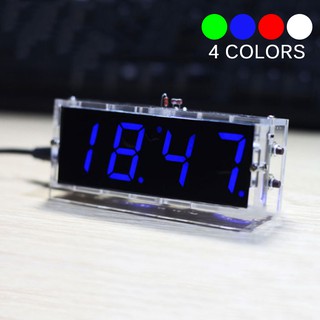 US Electronic 4-digit DIY Digital LED Clock Kit Light Control Temperature Hot