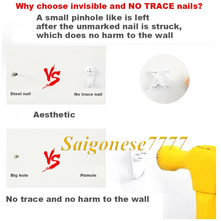 Combo Đinh Ghim 4 Chấu Móc Treo Khung Tranh Vật Dụng Tiện Lợi Không Cần Khoan Tường Frame Picture Hanger