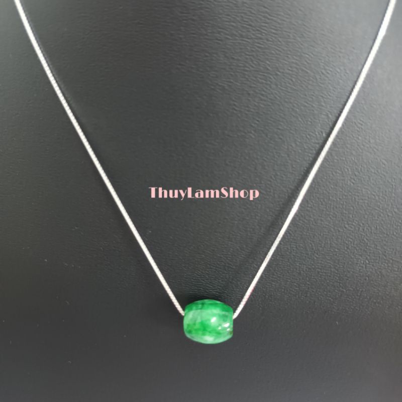 Vòng cổ dây chuyền bạc 925 vĩnh viễn bảo hành mix lu thống đá xanh đầu xuôi đuôi lọt