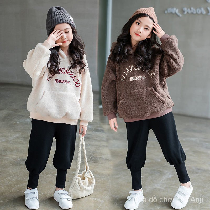 COD Kid's FashionGirl | 5-14 years old Tops Girls Winter New Velvet Sweater Children Coat Faux Sheepskin Korean Thick