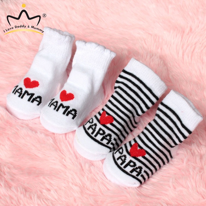 Vớ Cotton Mềm Mại Co Giãn Tốt Thoáng Khí In Họa Tiết Trái Tim/Chữ Dễ Thương Cho Bé