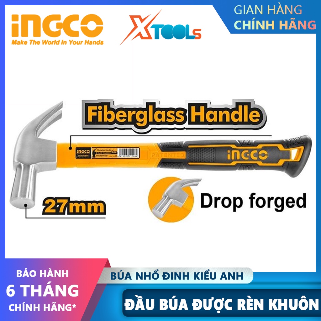 Búa cầm tay ingco HCH880227 | búa nhổ đinh kiểu anh