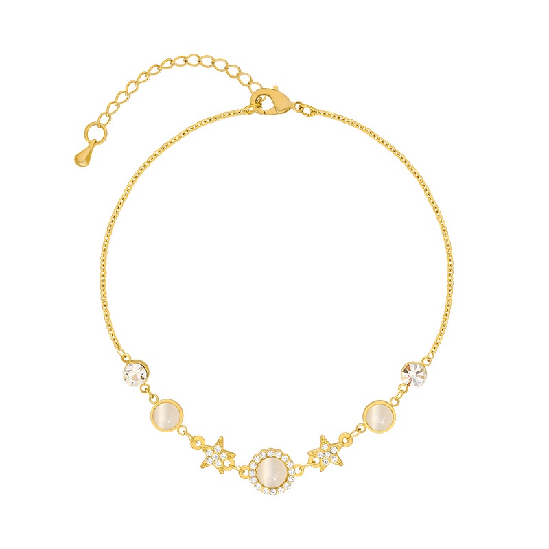 Lắc Tay Nữ Ngôi Sao Đính Đá Zircon Vòng Tay Hình Bông Hoa Gắn Đá Phong Cách Hàn Quốc, Lemi Accessories
