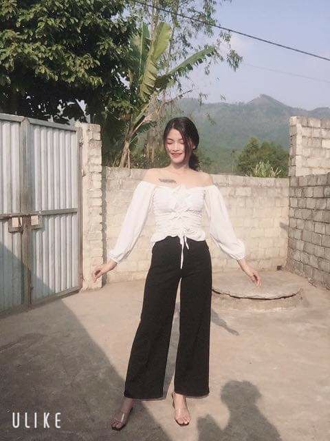 Áo kiểu dây rút bên cao cấp ảnh thật