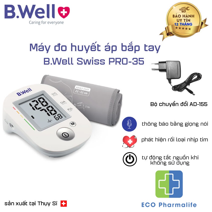 Máy đo huyết áp bắp tay Thụy Sỹ B.Well Swiss PRO-35