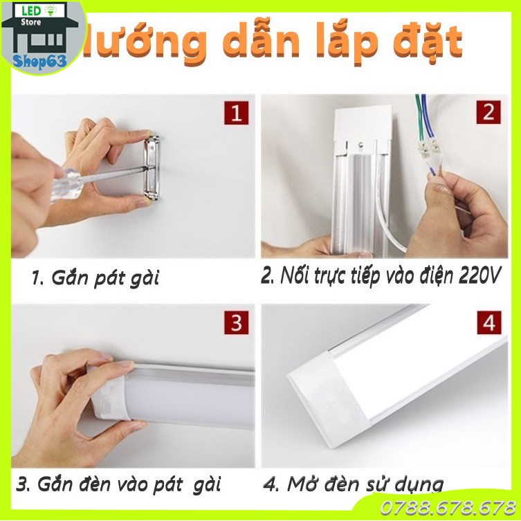 Combo 3 đèn bán nguyệt cao cấp 60W - đèn tuýp dài 120cm )