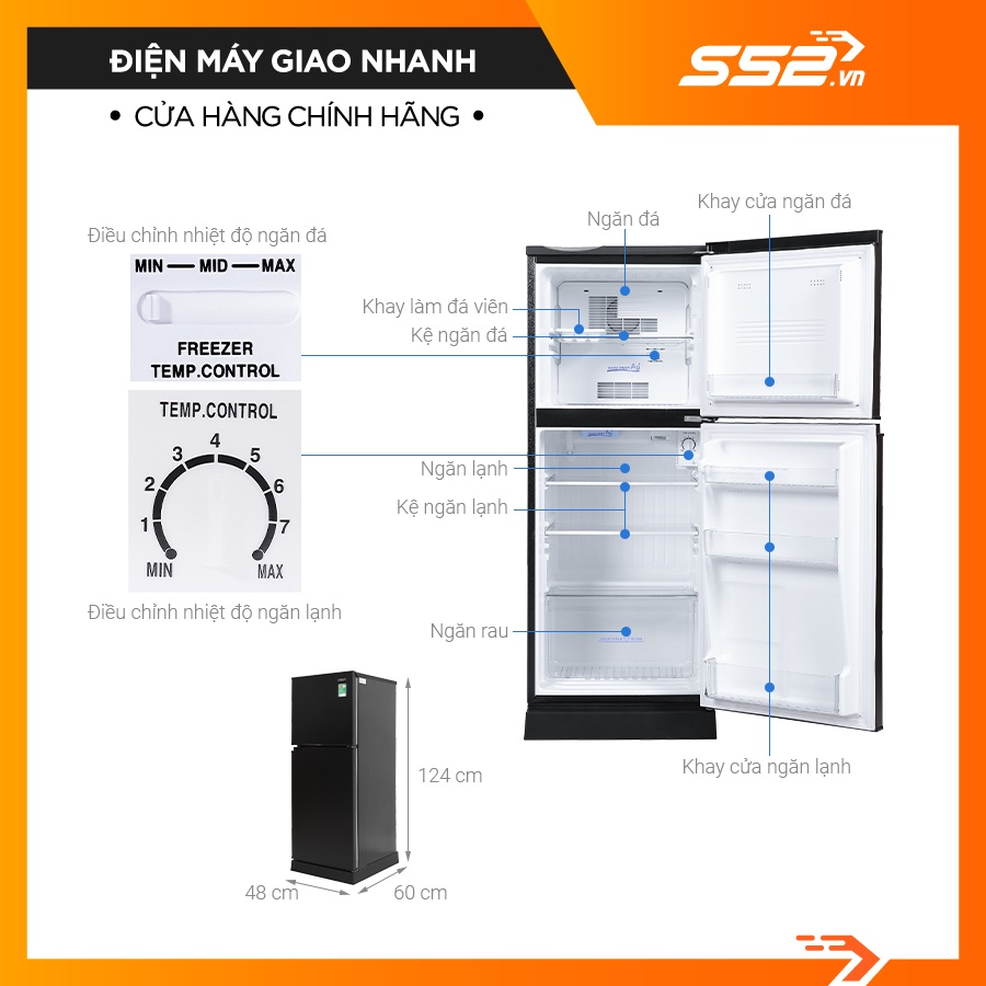 Tủ Lạnh Aqua 130 Lít AQR-T150FA - Hàng Chính Hãng