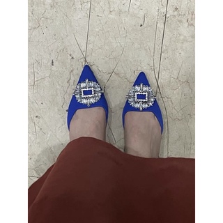Oder giày gót zara xuất mũi nhọn satin rhinestone