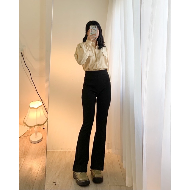 Quần jean đen form slimfit co giản 523