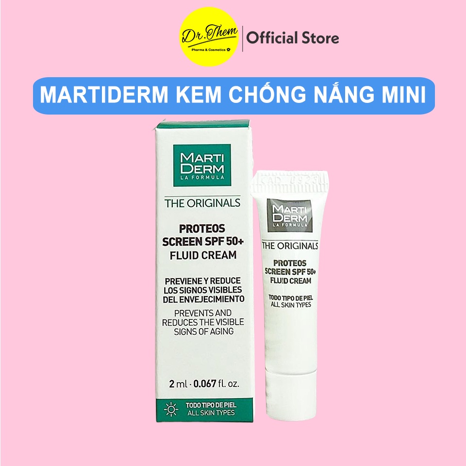 [Size 2ml] Kem Chống Nắng MARTIDERM Proteos Screen SPF 50+ Fluid Cream - Marti Derm Phổ Rộng - Mini