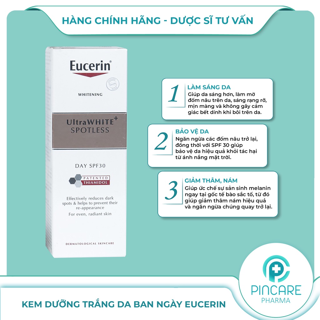 Kem dưỡng da ban ngày Eucerin UltraWHITE+ SPOTLESS SPF30 50ml trắng da giảm thâm nám - Hàng chính hãng-Nhà thuốc PinCare