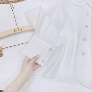 Áo sơ mi cổ sen cúc ngọc