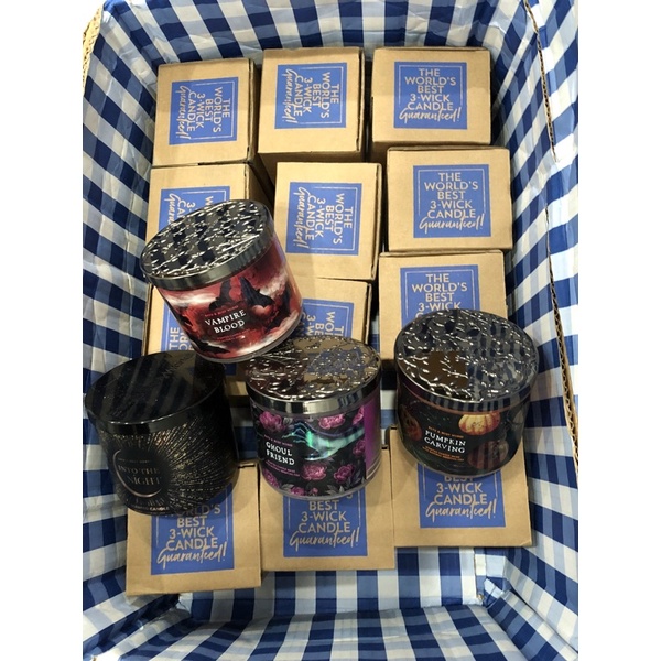 Nến thơm 3 bấc 3 wicked Candle Bath and Body Works Into the night, gingham, fresh cut lilacs, champagne toast