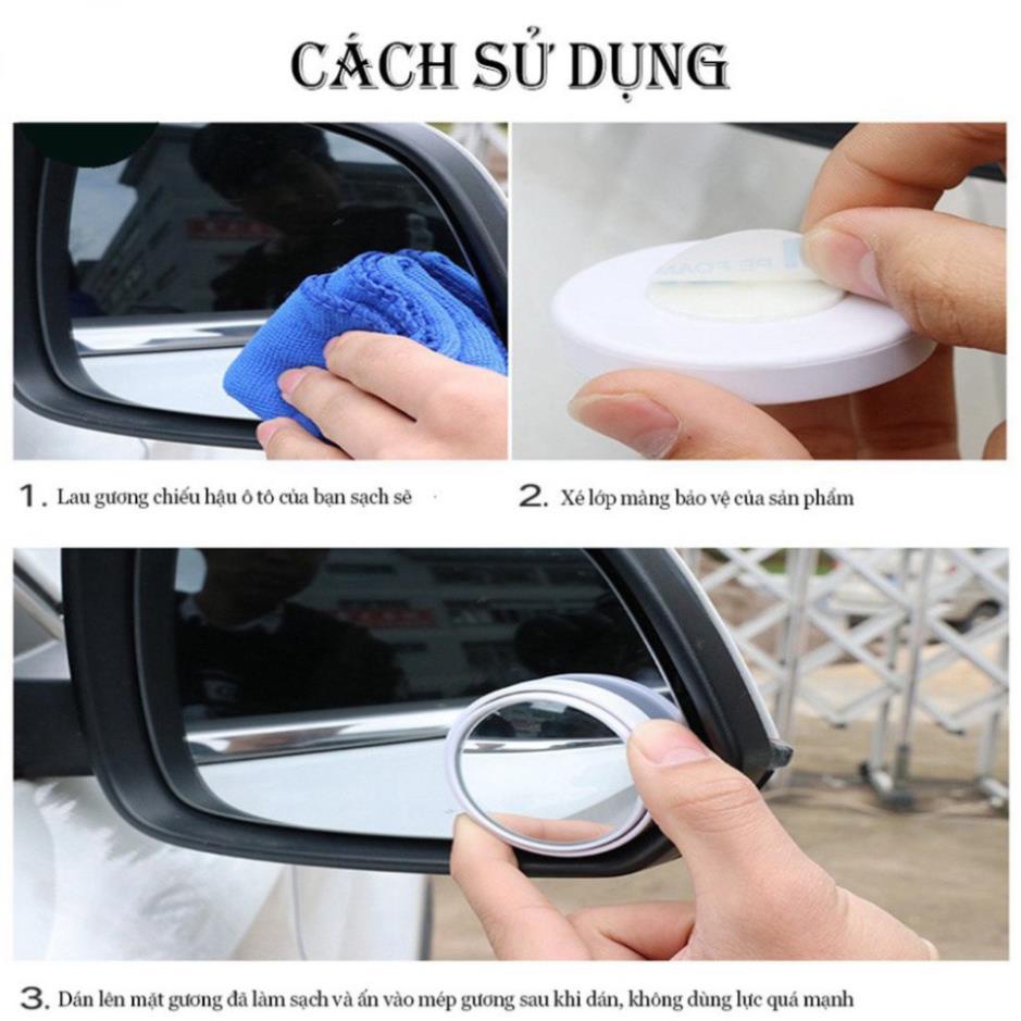 . Gương Cầu Lồi - Gương Cầu Lồi Ô Tô - Có Viền, Gắn Kính Hậu Xóa Điểm Mù, Xoay 360 Độ