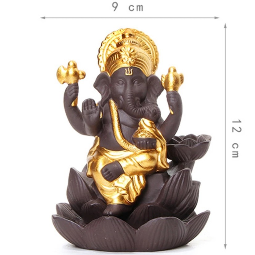 Ganesha Backflow Incense Burner Elephant God Emblem Auspicious and Success Ceramic Incense Holder Aroma Censer Home Decor Crafts